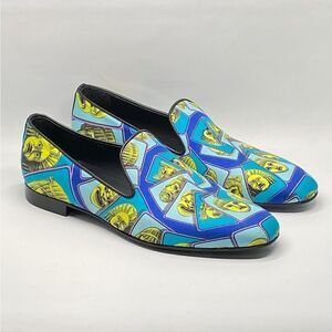 Versace Masks Print Silk Twill Loafer size 43/us size 10
